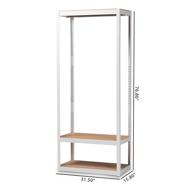 Baxton Studio Elton White Finished Metal 3-Shelf Free-Standing Closet Organizer - 172-10789