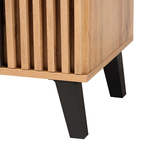 Baxton Studio Bergen Mid-Century Modern Two-Tone Espresso and Oak Brown Finished Wood 2-Door Storage Cabinet - 243-13505-ZORO
