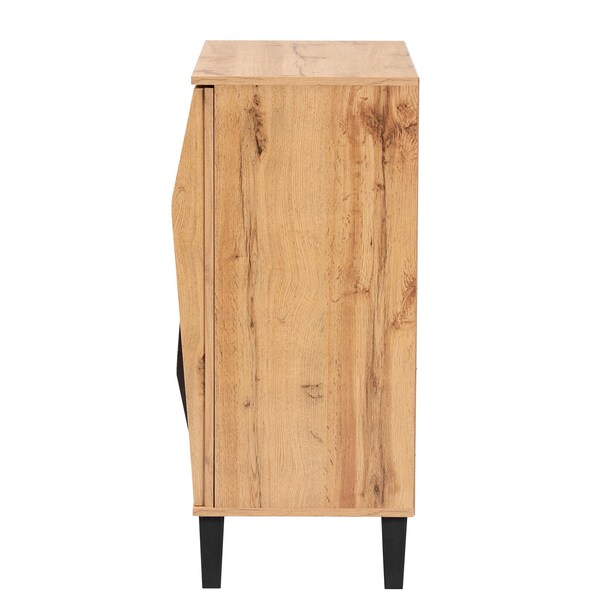 Baxton Studio Bergen Mid-Century Modern Two-Tone Espresso and Oak Brown Finished Wood 2-Door Storage Cabinet - 243-13505-ZORO