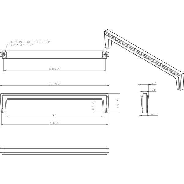 Jeffrey Alexander 160 mm Center-to-Center Satin Nickel Lexa Cabinet Pull - 259-160SN