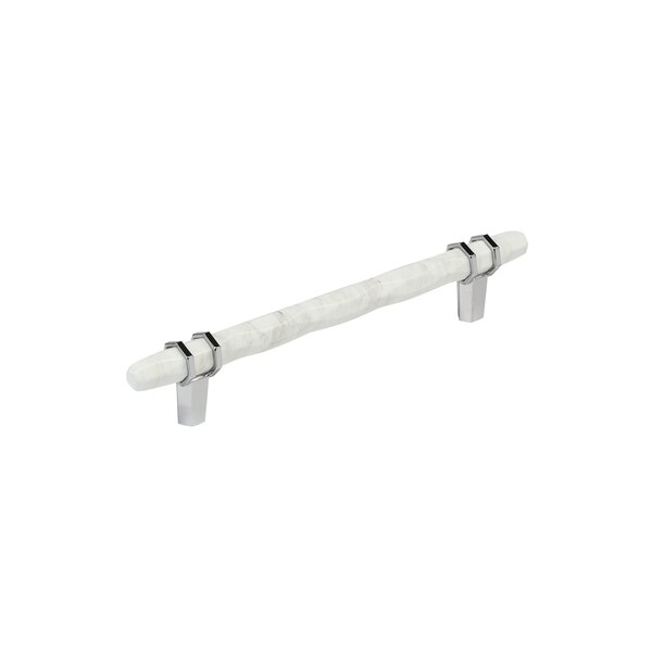 Amerock Carrione 6-5/16 inch 160mm Center-to-Center Marble White/Polished Chrome Cabinet Pull - BP36650MW26
