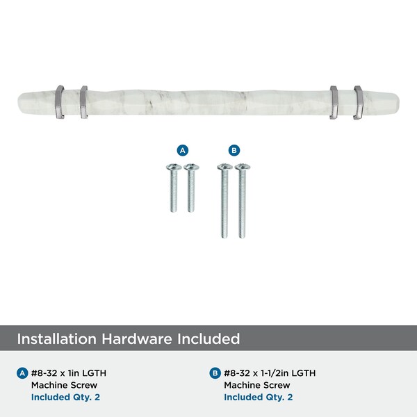 Amerock Carrione 6-5/16 inch 160mm Center-to-Center Marble White/Polished Chrome Cabinet Pull - BP36650MW26