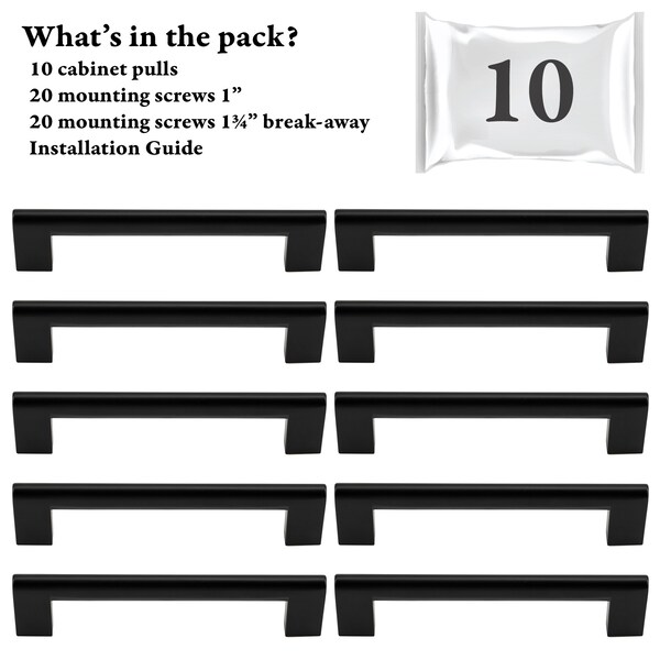 Designperfect 5 1/16'' Center-to-Center Bar Pull, 10PK - DPA10S104BLK