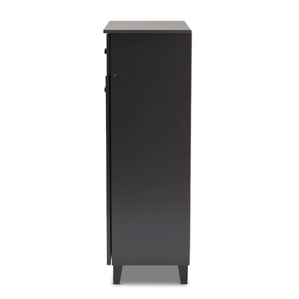 Baxton Studio Glidden Grey Finished 5-Shelf Wood Shoe Storage Cabinet with Drawer - 156-9554