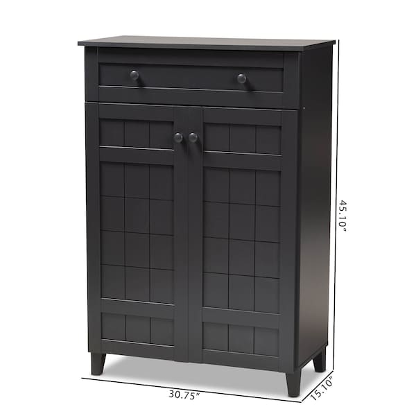 Baxton Studio Glidden Grey Finished 5-Shelf Wood Shoe Storage Cabinet with Drawer - 156-9554