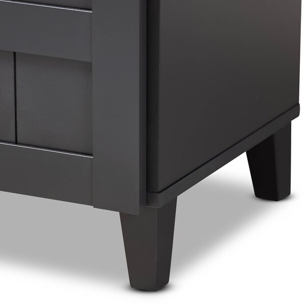 Baxton Studio Glidden Grey Finished 5-Shelf Wood Shoe Storage Cabinet with Drawer - 156-9554