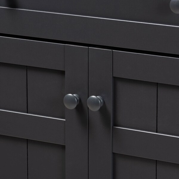 Baxton Studio Glidden Grey Finished 5-Shelf Wood Shoe Storage Cabinet with Drawer - 156-9554