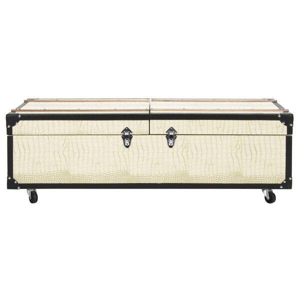 Safavieh 15.4 x 47.2 x 23.6 in. Zoe Coffee Table Storage Trunk with Wine Rack, Creme - FOX9515B