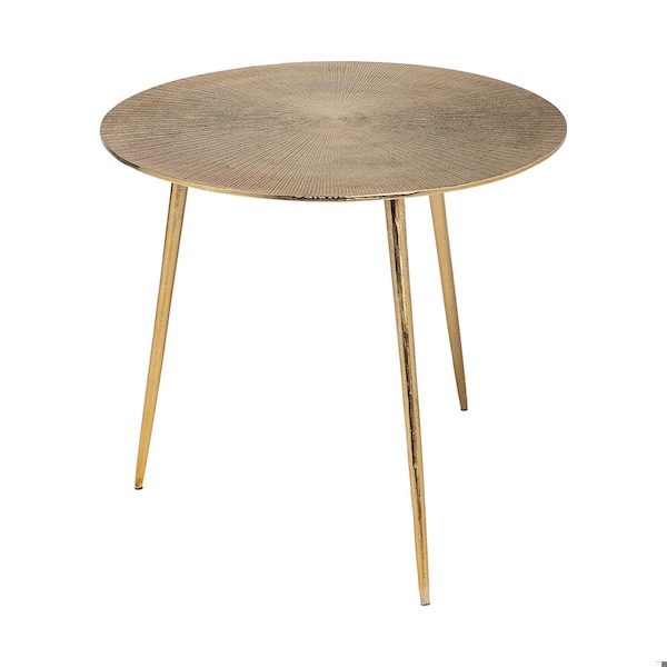 Homeroots 21 in. Gold-Toned Cast Aluminum Accent Table with Round Top - 380714