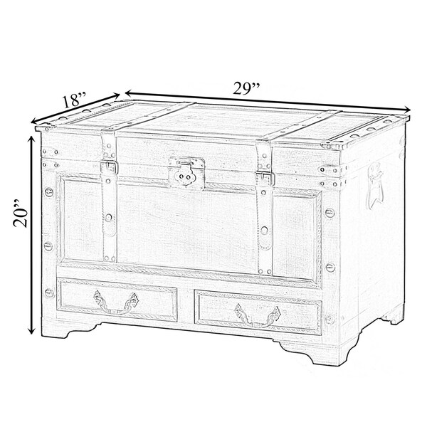 Vintiquewise Large Grey Storage Trunk Chest With Drawer Organizer and Handles for Easy Moving - QI004333