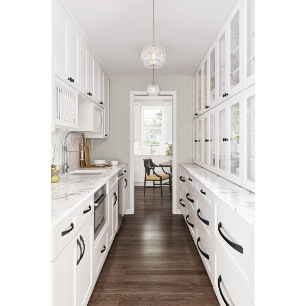 Jeffrey Alexander 128 mm Center-to-Center Matte Black Wheeler Cabinet Pull - 678-128MB