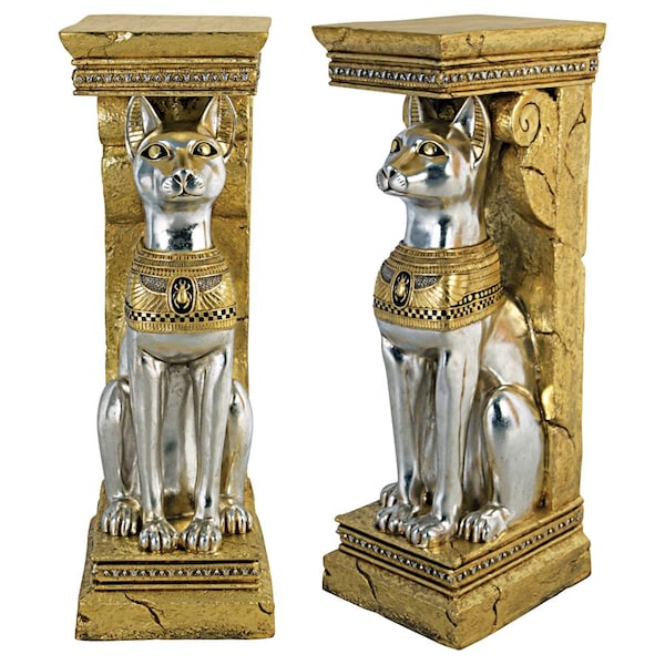 Design Toscano Egyptian Cat Goddess Bastet Pedestal Statue, PK 2 - NE975327