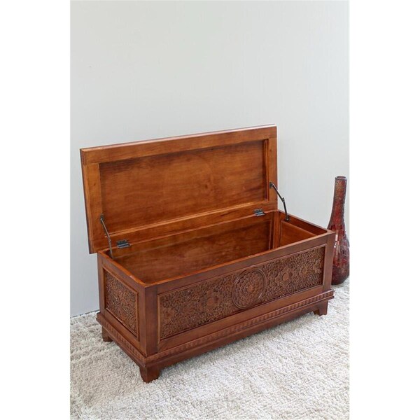 International Caravan Windsor Carved Wood Trunk, Stain - ZM-3817-ST