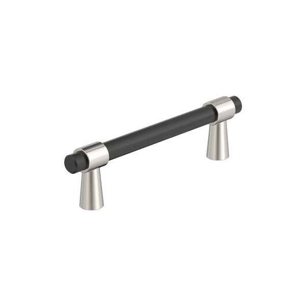 Amerock Mergence 3-3/4 inch 96mm Center-to-Center Matte Black/Polished Nickel Cabinet Pull - BP36858FBPN