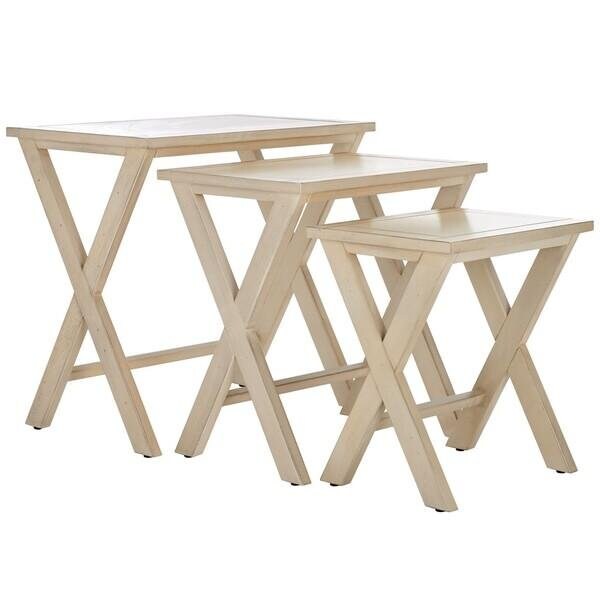 Safavieh Alan Tray Tables - White Washed - AMH6573A