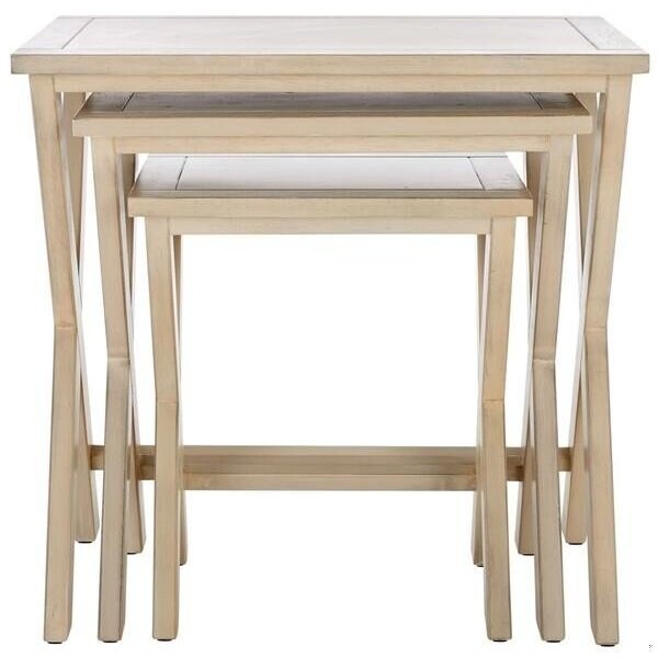 Safavieh Alan Tray Tables - White Washed - AMH6573A