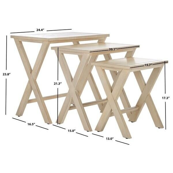 Safavieh Alan Tray Tables - White Washed - AMH6573A