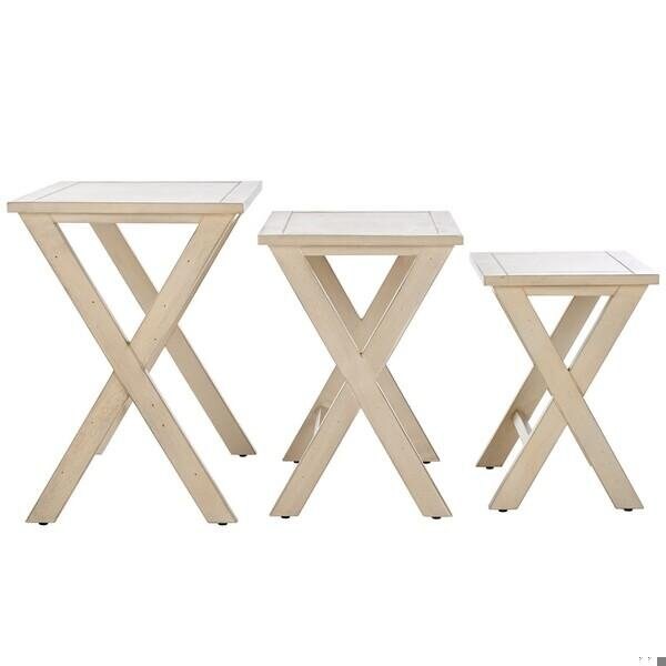 Safavieh Alan Tray Tables - White Washed - AMH6573A