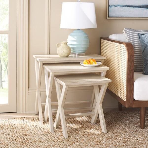 Safavieh Alan Tray Tables - White Washed - AMH6573A
