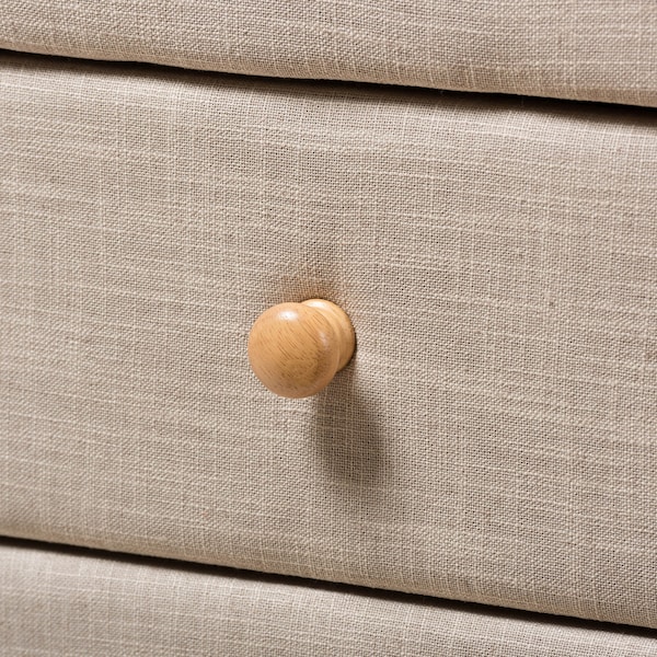 Baxton Studio Jonesy Mid-Century Beige Linen Upholstered 2-Drawer Nightstand - 135-7289