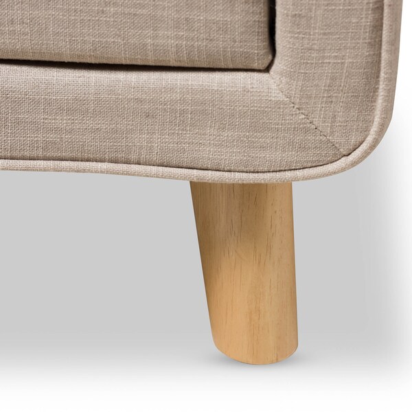 Baxton Studio Jonesy Mid-Century Beige Linen Upholstered 2-Drawer Nightstand - 135-7289