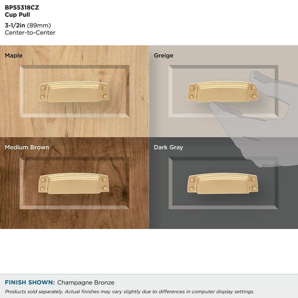 Amerock Highland Ridge 3-1/2 in 89 mm Center-to-Center Champagne Bronze Cabinet Cup Pull - BP55318CZ