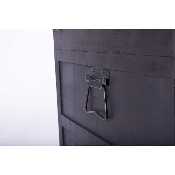Vintiquewise Antique Style Large Dark Wooden Storage Trunk with Lockable Latch - QI003609L