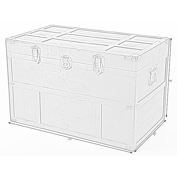 Vintiquewise Antique Style Large Dark Wooden Storage Trunk with Lockable Latch - QI003609L