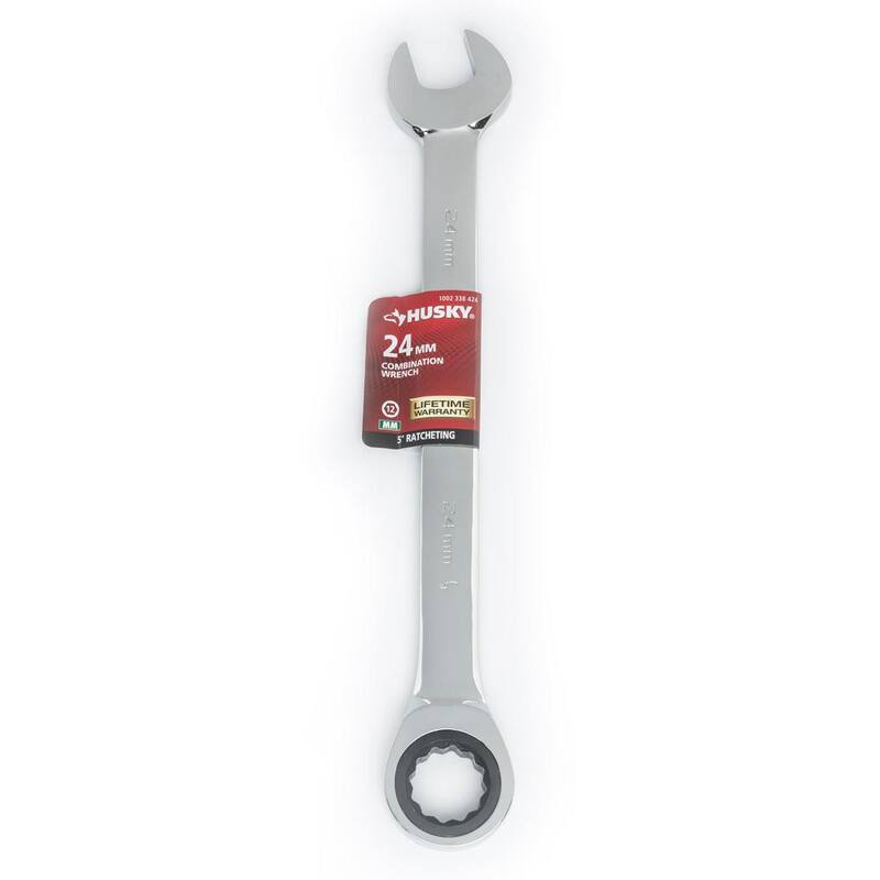 Husky 24 mm Metric Ratcheting Combination Wrench (12-Point) - HRW24MM