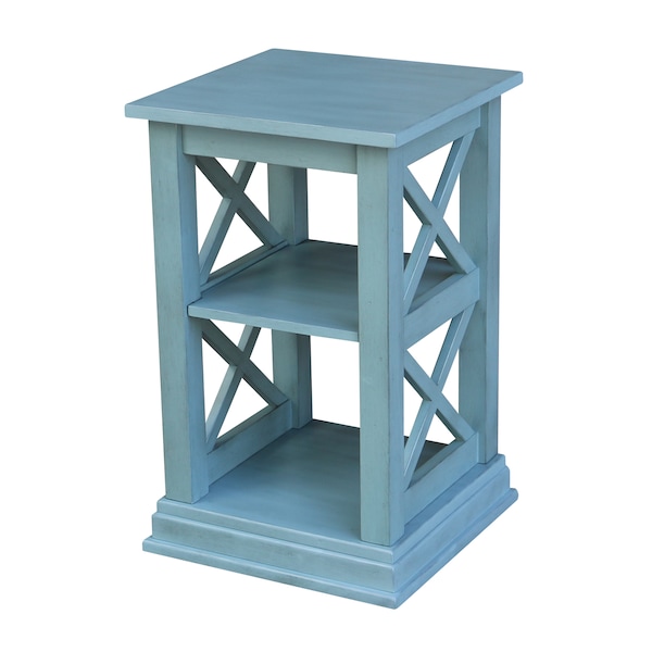 International Concepts Hampton Accent Table with Shelves, Ocean Blue, Antique Rubbed - OT32-70A