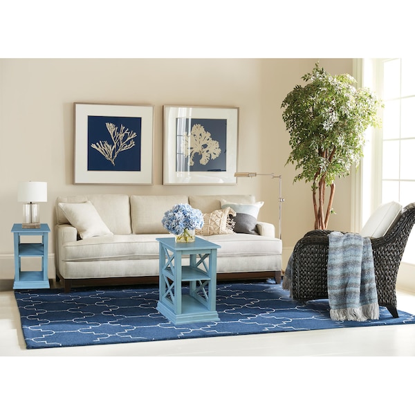 International Concepts Hampton Accent Table with Shelves, Ocean Blue, Antique Rubbed - OT32-70A