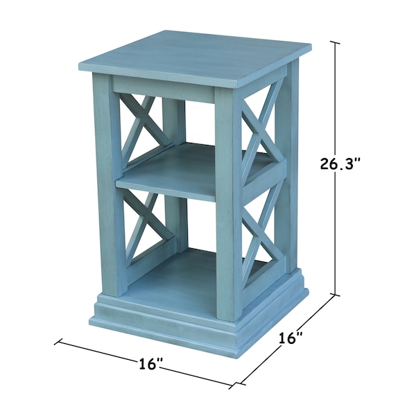 International Concepts Hampton Accent Table with Shelves, Ocean Blue, Antique Rubbed - OT32-70A