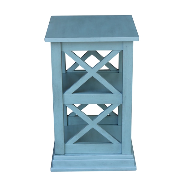 International Concepts Hampton Accent Table with Shelves, Ocean Blue, Antique Rubbed - OT32-70A