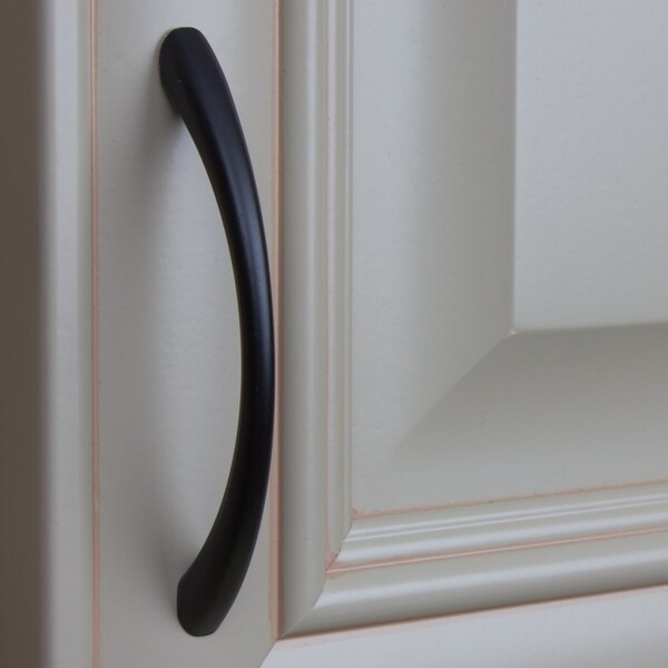 Gliderite Hardware 3-3/4 in. Center to Center Matte Black Arched Cabinet Pull - 4036-MB, 5PK - 4036-MB-5