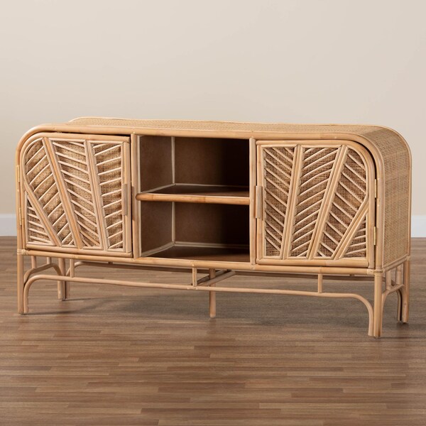 Bali & Pari Carabella Bohemian Natural Rattan 2-Door Storage Cabinet - 244-13707-ZORO