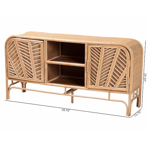 Bali & Pari Carabella Bohemian Natural Rattan 2-Door Storage Cabinet - 244-13707-ZORO