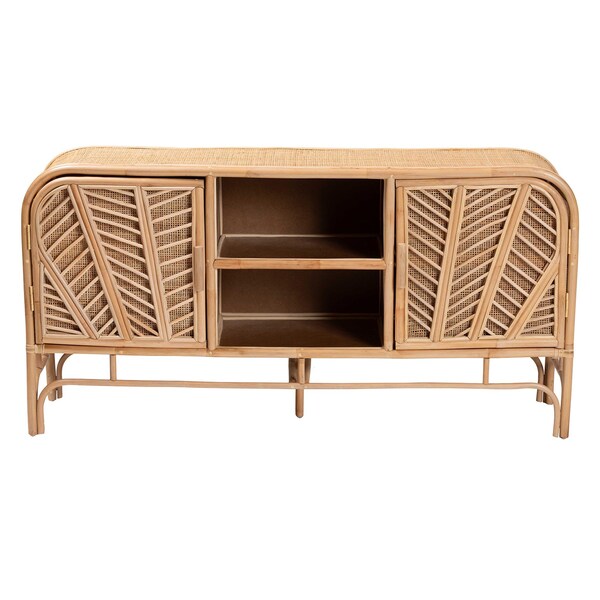 Bali & Pari Carabella Bohemian Natural Rattan 2-Door Storage Cabinet - 244-13707-ZORO