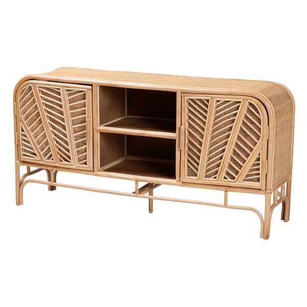 Bali & Pari Carabella Bohemian Natural Rattan 2-Door Storage Cabinet - 244-13707-ZORO