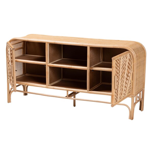 Bali & Pari Carabella Bohemian Natural Rattan 2-Door Storage Cabinet - 244-13707-ZORO