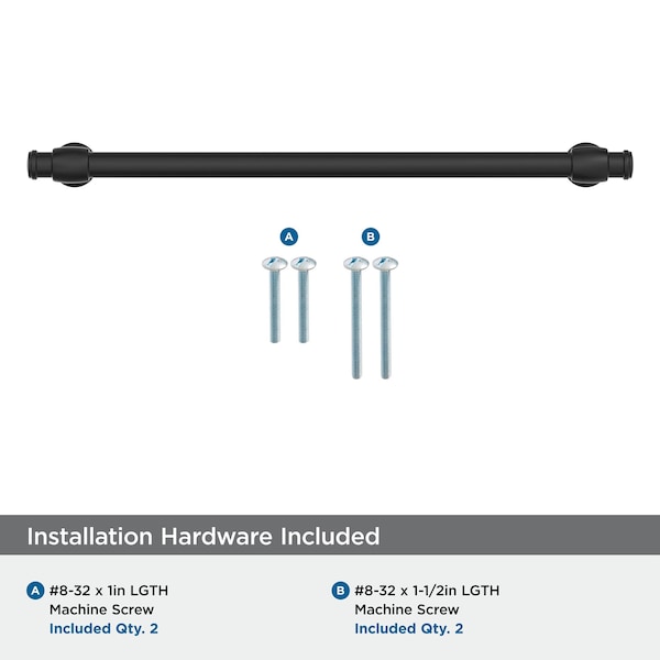 Amerock Winsome 10-1/16 inch 256mm Center-to-Center Matte Black Cabinet Pull - BP36772FB