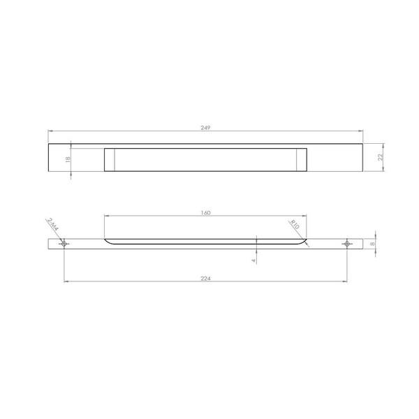 Richelieu 8-13/16 in. (224 mm) Center-to-Center Aluminum Contemporary Drawer Pull - BP1310122410