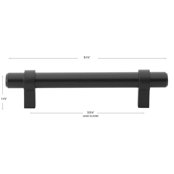 Gliderite Hardware 3-3/4 in. Center to Center Matte Black Solid Steel Bar Pull - 4006-96-MB, 25PK - 4006-96-MB-25