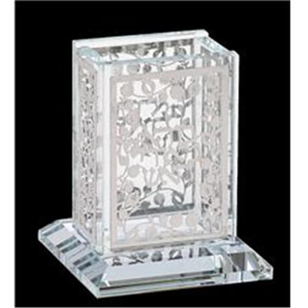 Aparato 3 x 3.5 in. Crystal Havdalah Holder - Silver Pomegranate - AP1684802
