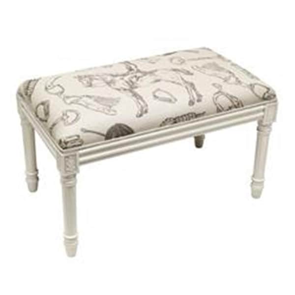 123 Creations Equestrian Upholstered Wooden Bench, Antique White - WBC059XXGY