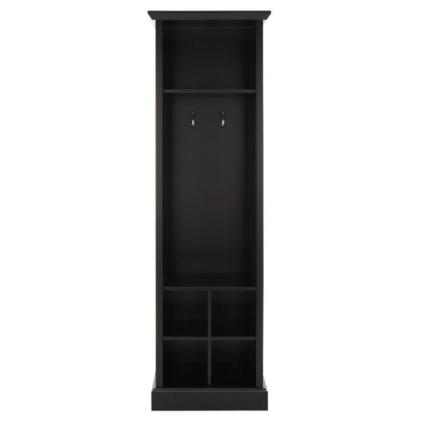 Safavieh 20 x 16 x 68 in. Surrey 6-Shelf 2-Hook Bottom Storage Hall Tree, Black - ETG2101B