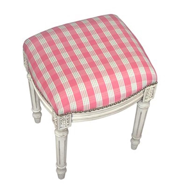 Convenience Concepts Plaid-Pink Fabric Upholstered Stool - HI2548934