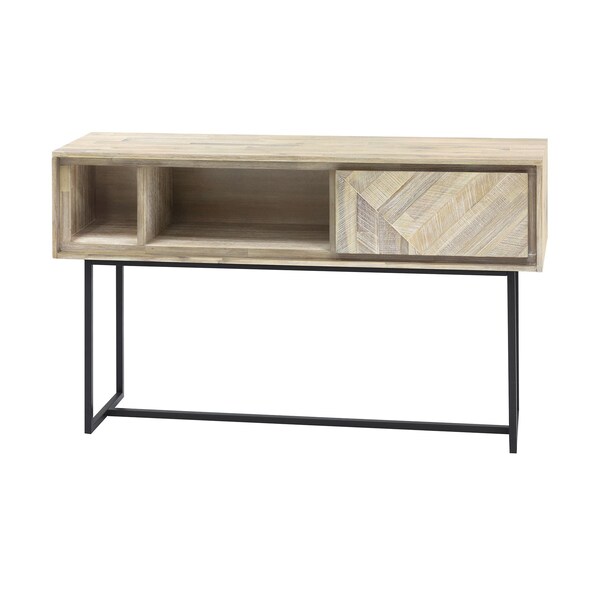 Armen Living Peridot 1 Drawer Console Table in Natural Acacia Wood - LCPECNNAT