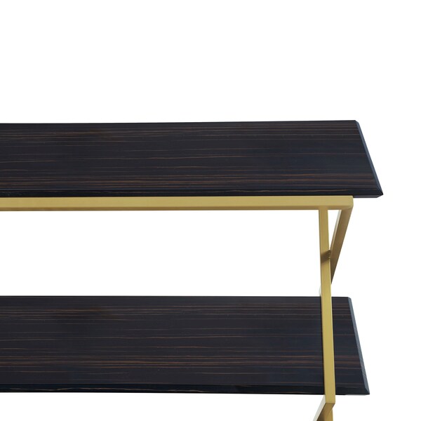 Armen Living Westlake 3-Tier Dark Brown Console Table with Brushed Gold Legs - LCWLCNBRGLD