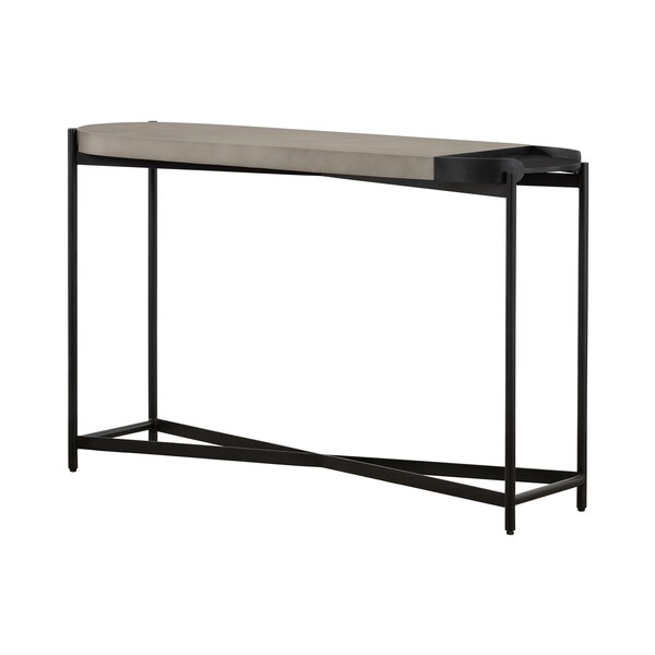 Armen Living Dua Concrete and Black Metal Modern Console Table - LCDUCNBLCC