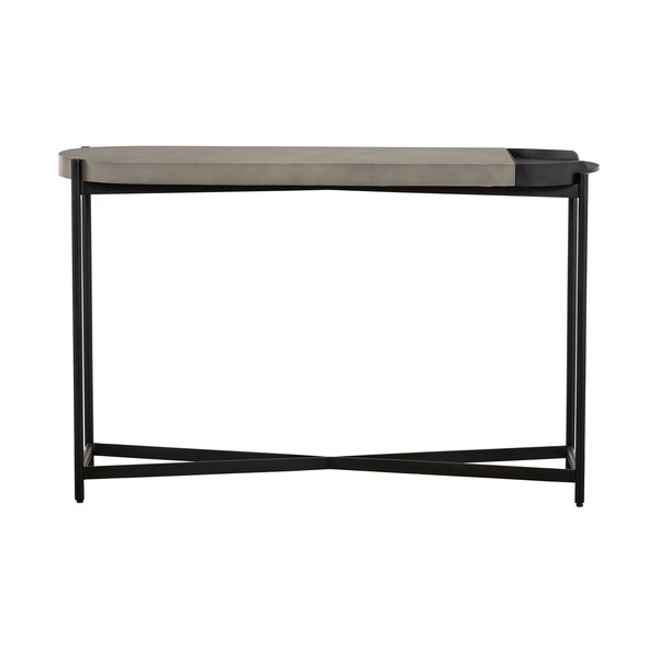 Armen Living Dua Concrete and Black Metal Modern Console Table - LCDUCNBLCC